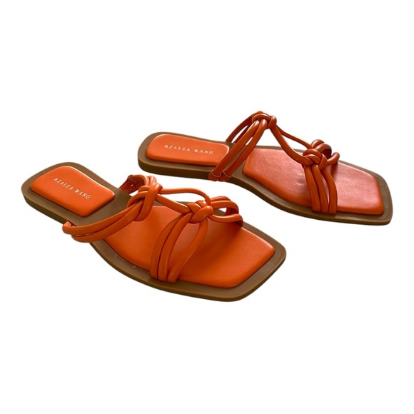 Azalea Wang Stetson-Orange Tubular Straps Flat Sandal, 7 - Picture 4 of 8